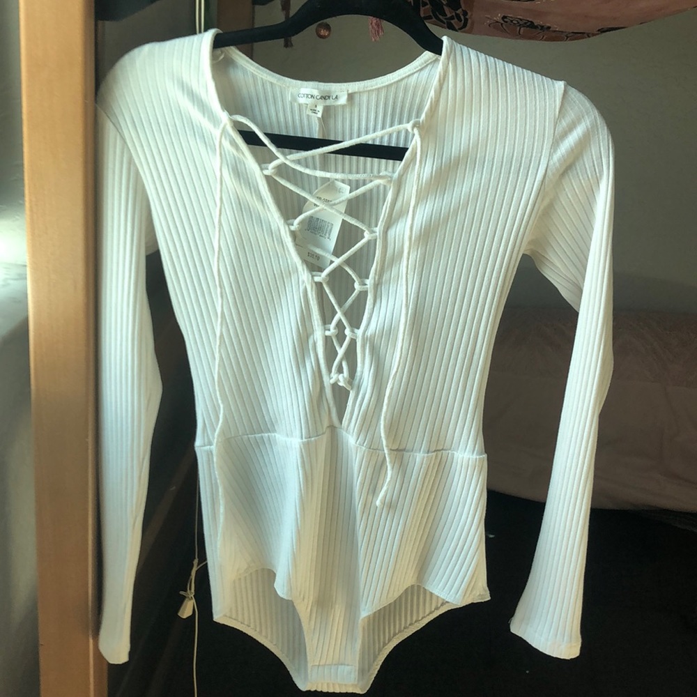 white long sleeve body suite